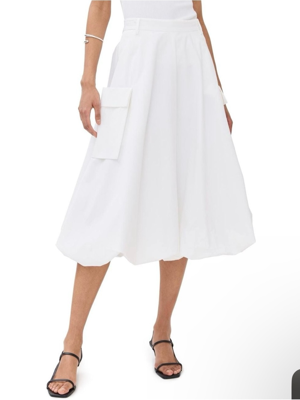 Tibi Bio Twill White Cotton Bubble Skirt size 8